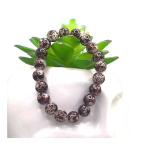 Beaded Black Bracelet Elastic Natural Tourmaline Gemstone